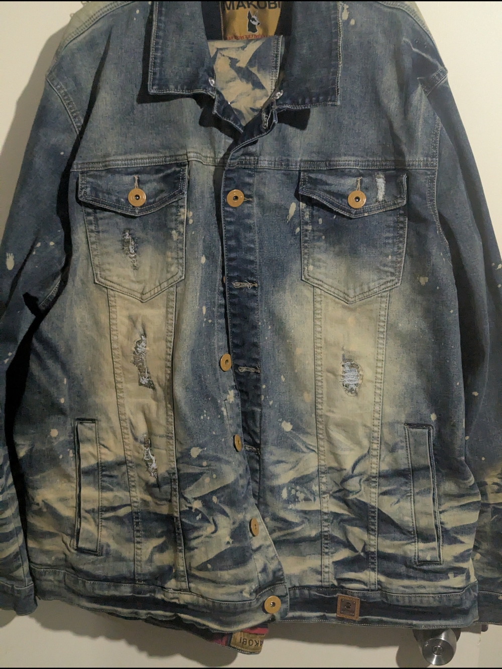Makobi Distressed Blue Denim Jacket And Pants- Men's